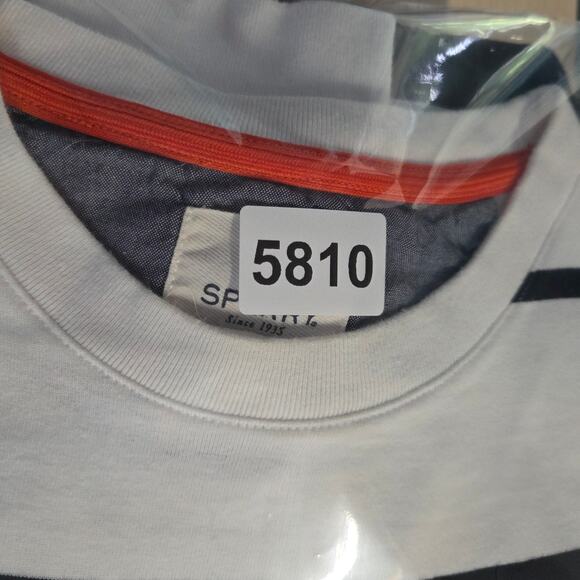 Sperry Mens Medium Stripe Long Sleeve Pocket T-Shirt Black and Off White - Picture 12 of 12